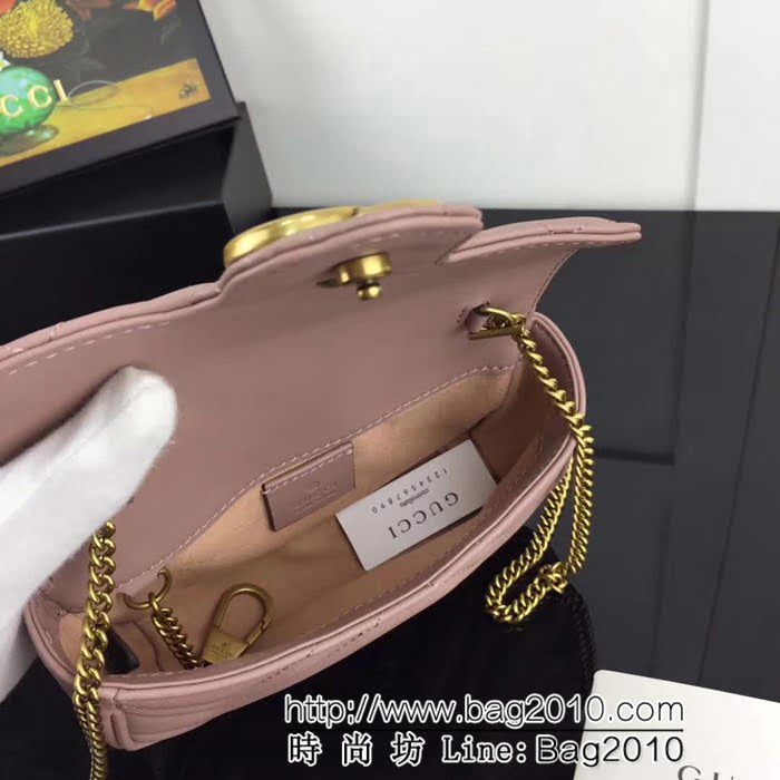 GUCCI古馳頂級原單 新款專櫃品質 實物實拍 476433 裸粉色正品開模純銅五金鏈條斜跨小包 HY1070